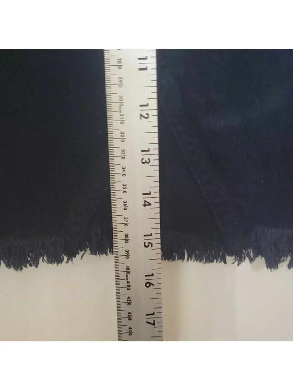 Corduroy Navy Blue Mini Skirt With Frayed Hem & Front Button Closure Size 5/27W - Picture 3 of 15